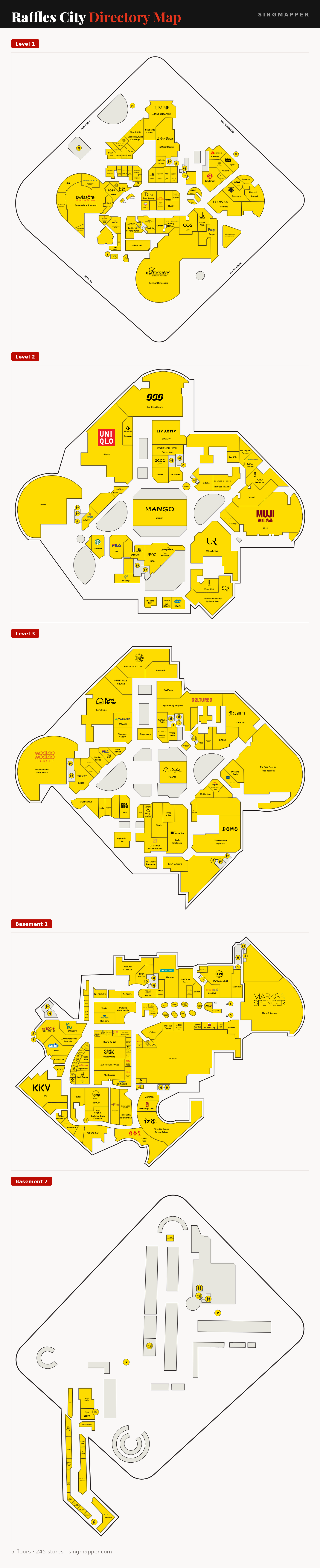 Raffles City directory map: all floor plans with store locations