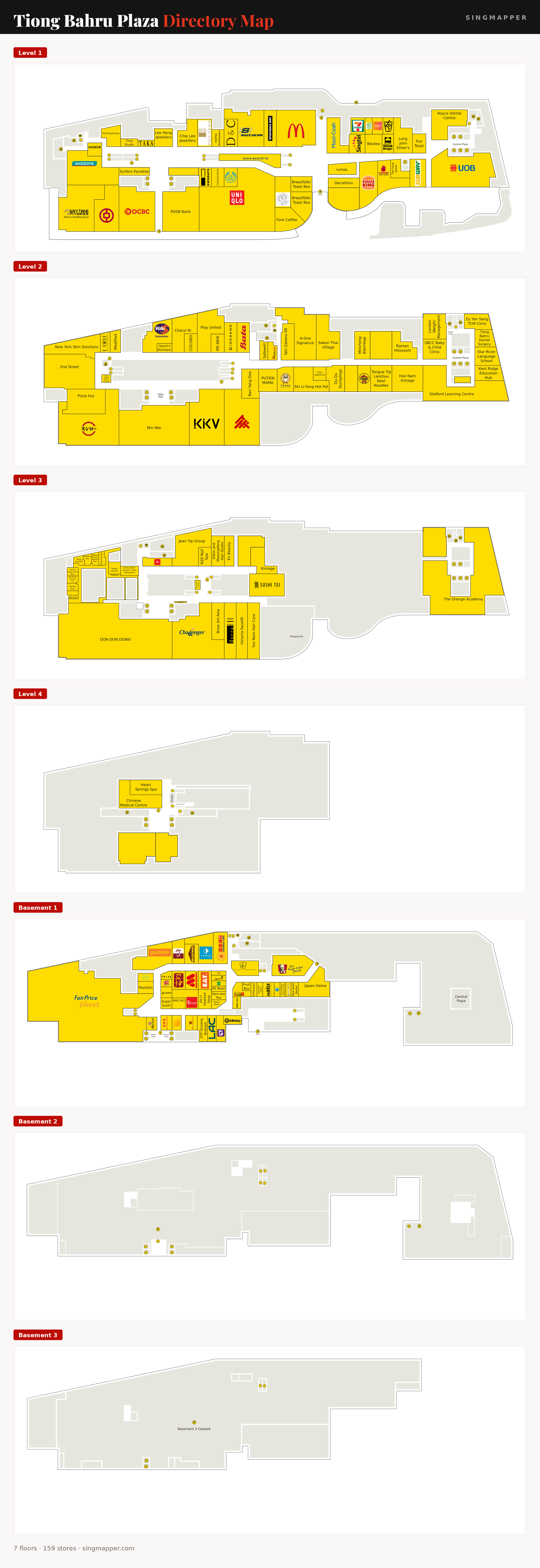 Tiong Bahru Plaza directory map: all floor plans with store locations