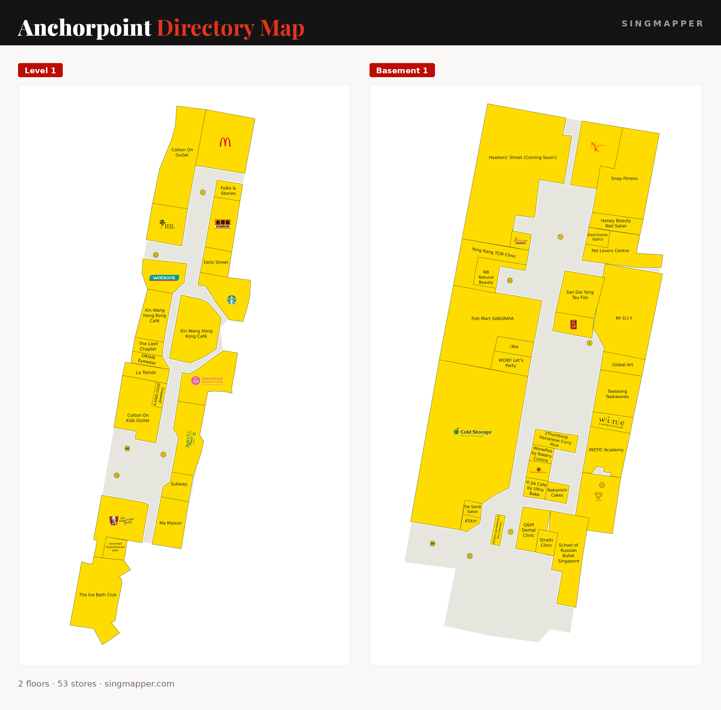 Anchorpoint directory map: all floor plans with store locations