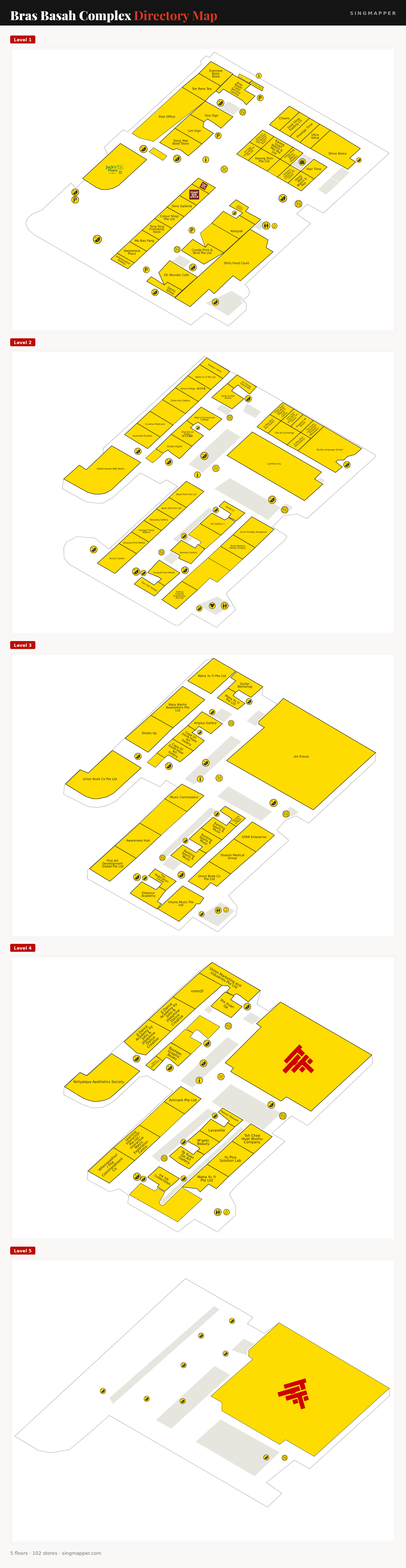 Bras Basah Complex directory map: all floor plans with store locations