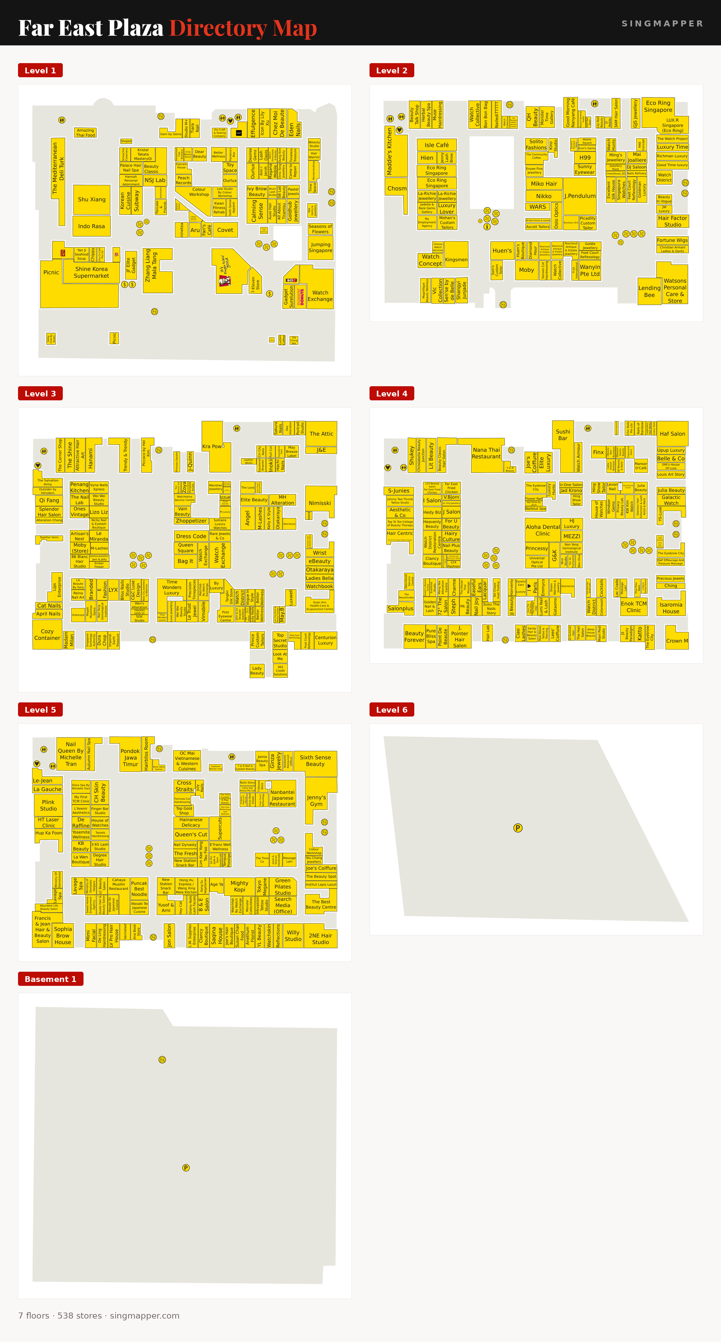 Far East Plaza directory map: all floor plans with store locations