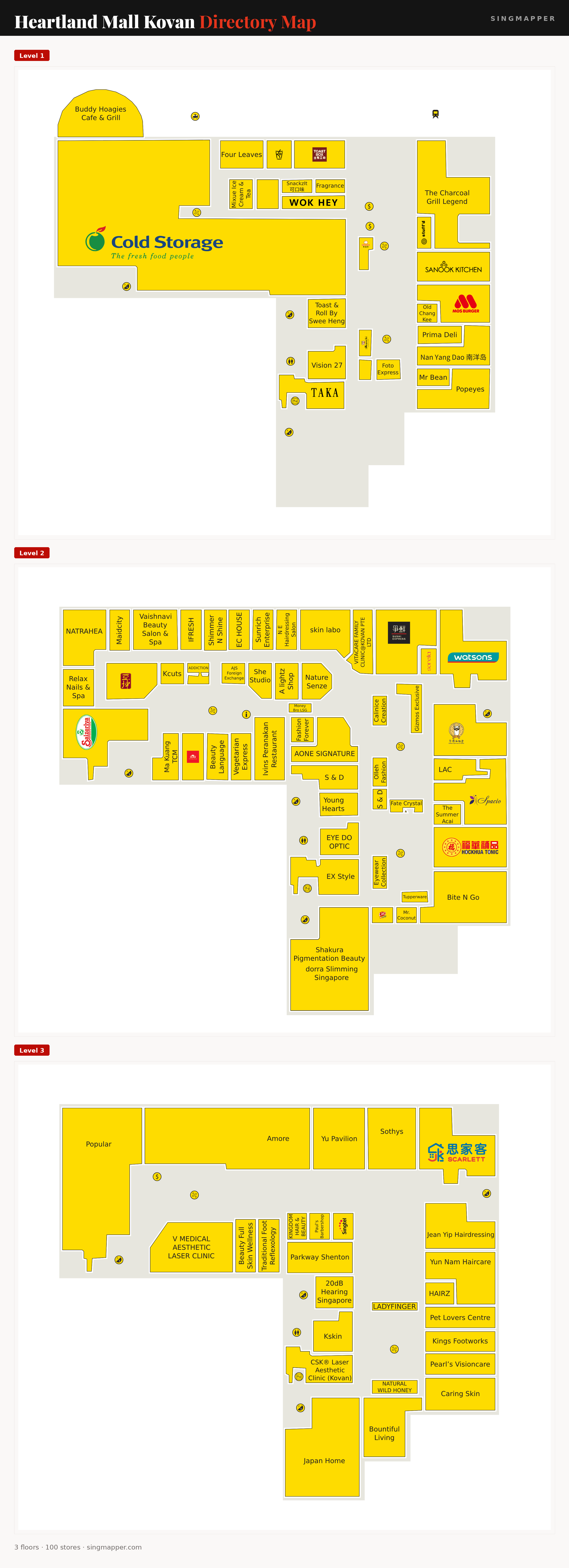 Heartland Mall Kovan directory map: all floor plans with store locations