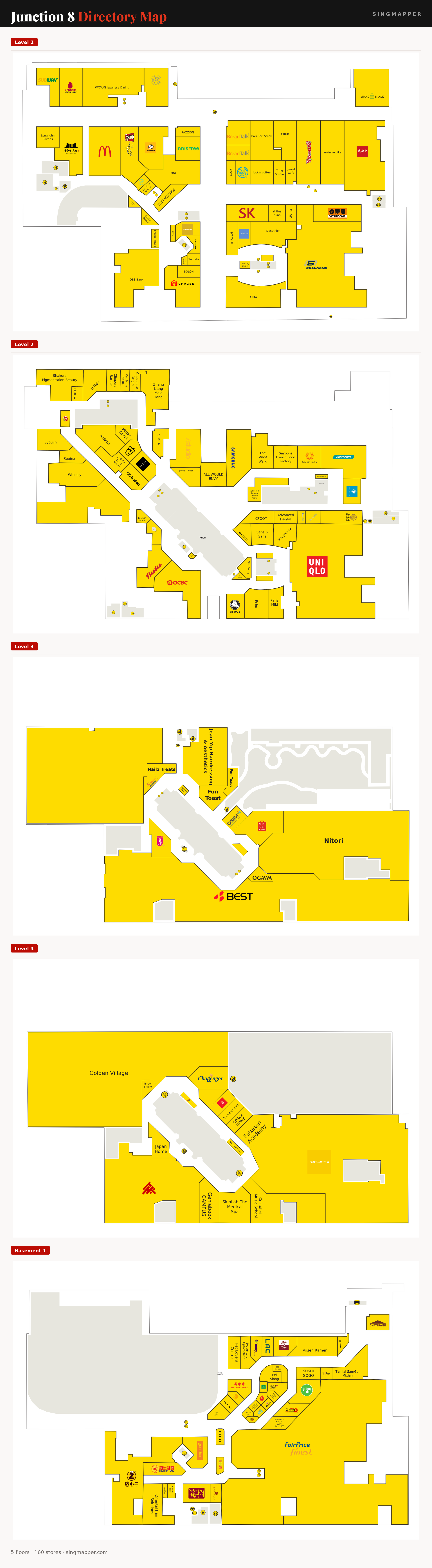 Junction 8 directory map: all floor plans with store locations