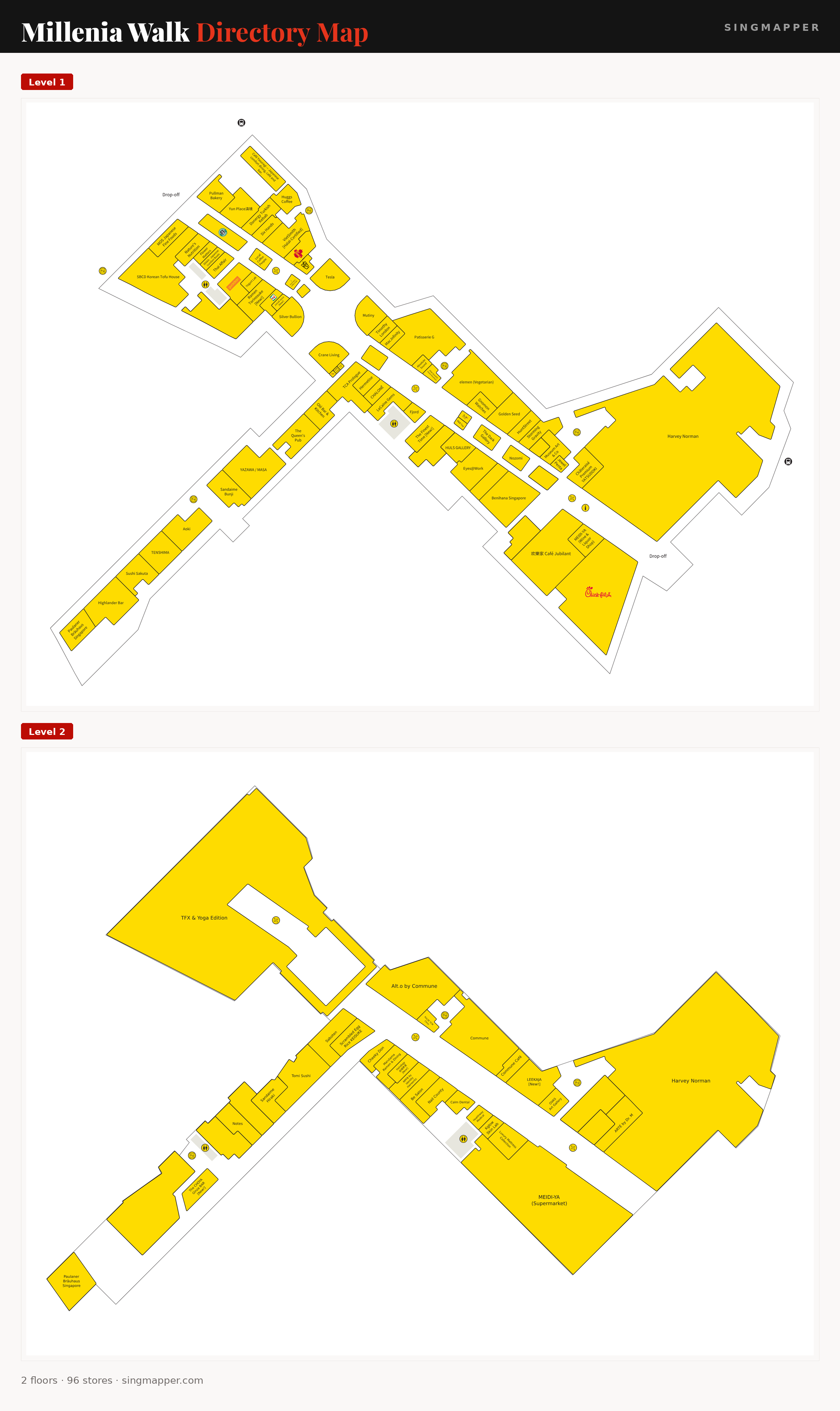 Millenia Walk directory map: all floor plans with store locations