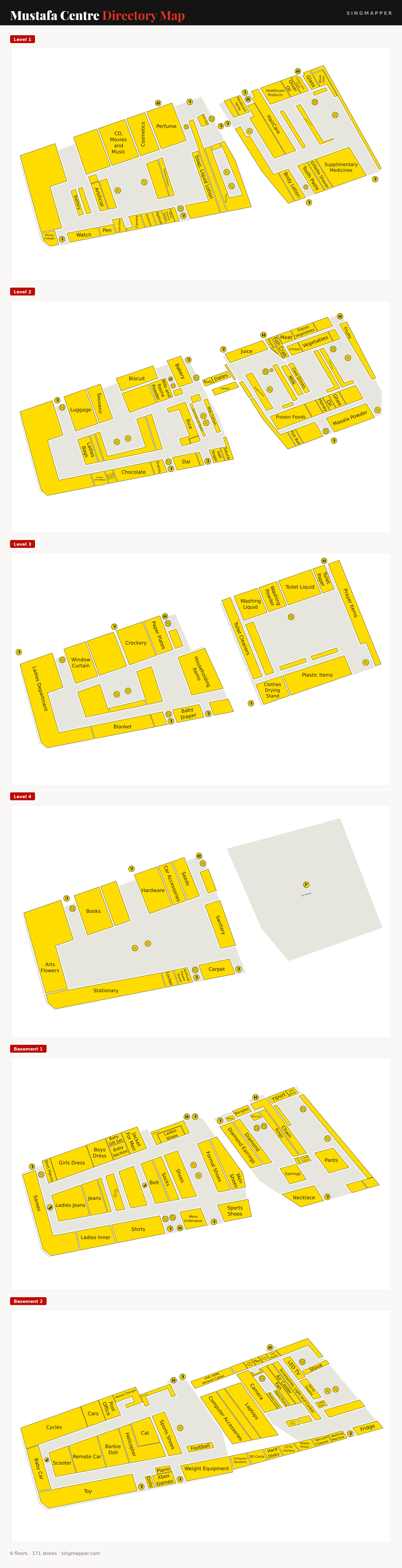 Mustafa Centre directory map: all floor plans with store locations