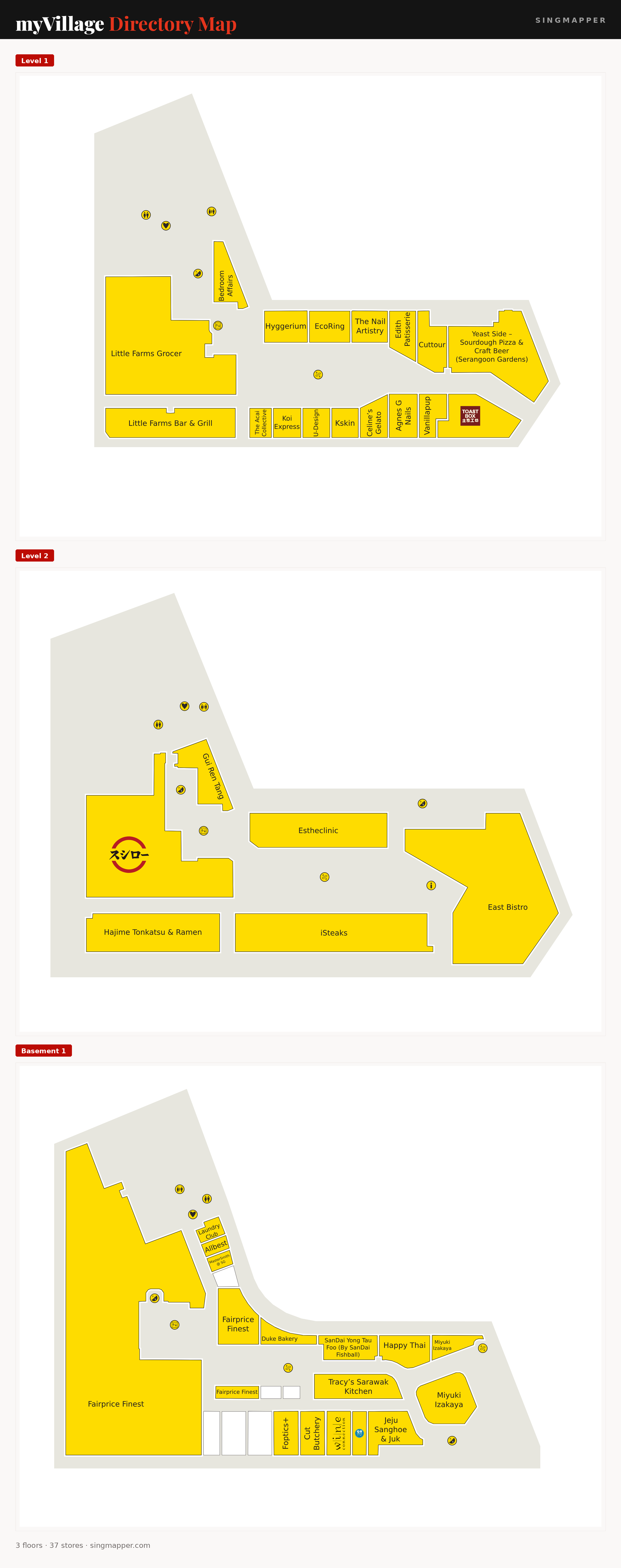 myVillage directory map: all floor plans with store locations