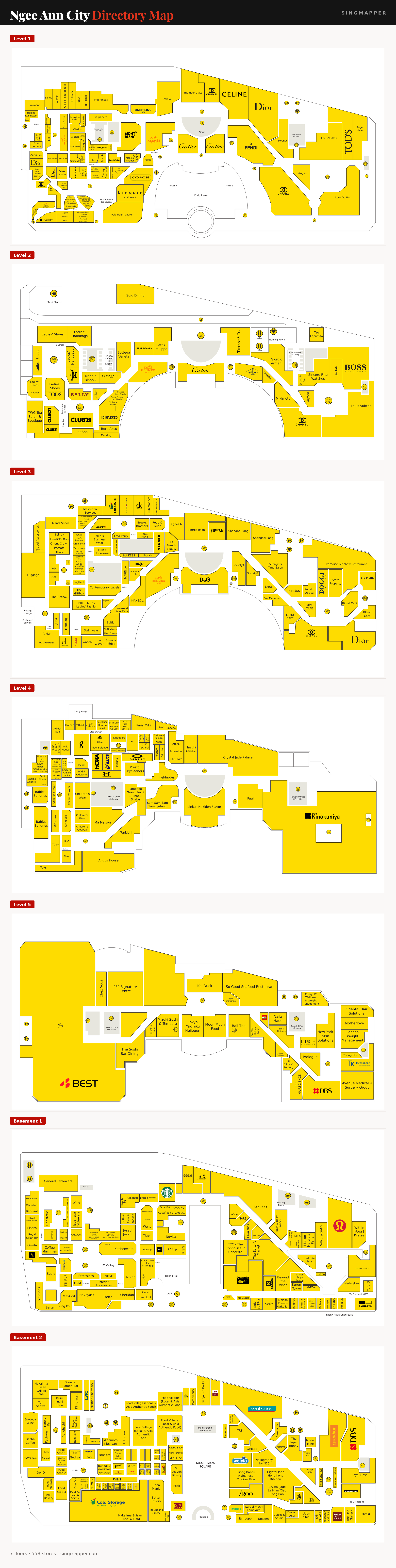 Ngee Ann City directory map: all floor plans with store locations