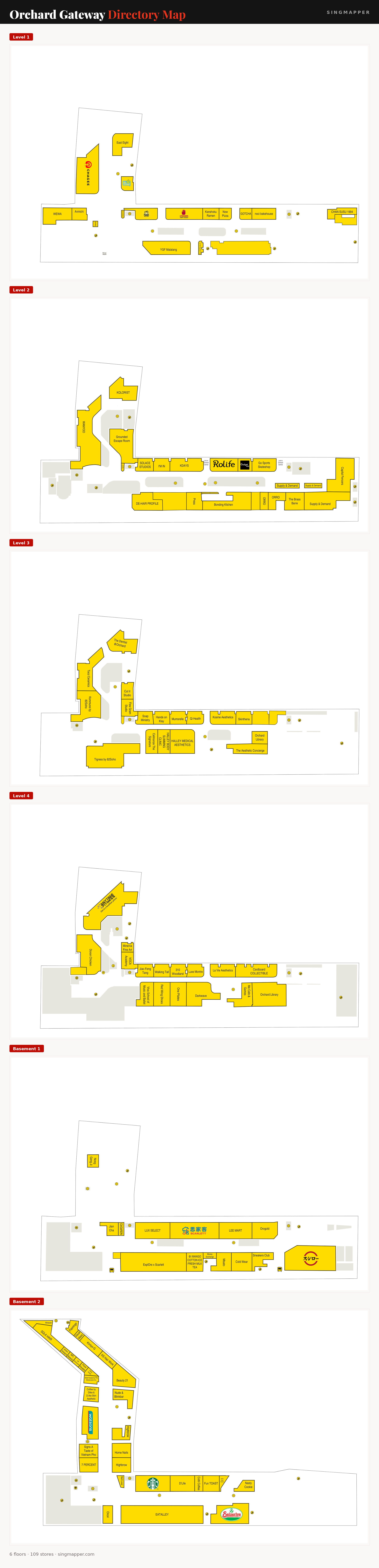 Orchard Gateway directory map: all floor plans with store locations