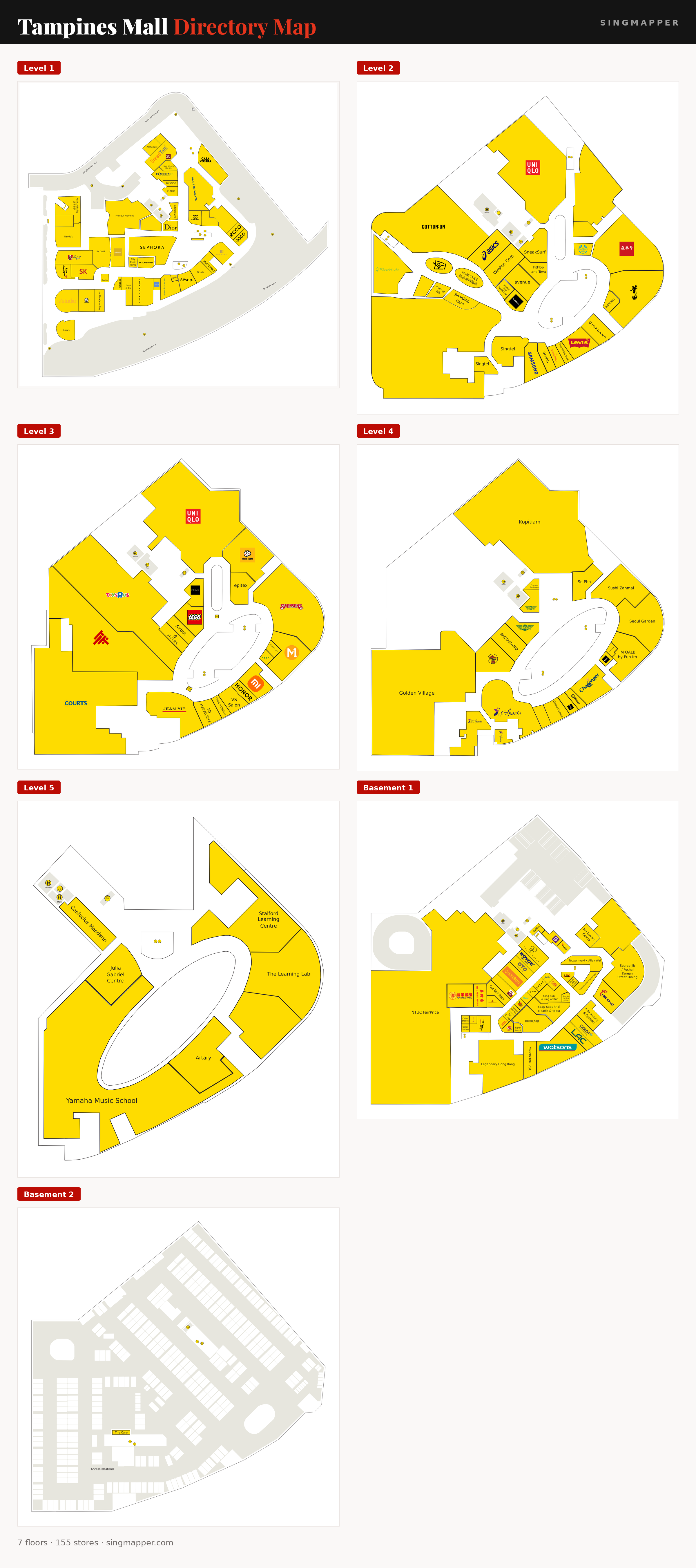 Tampines Mall directory map: all floor plans with store locations