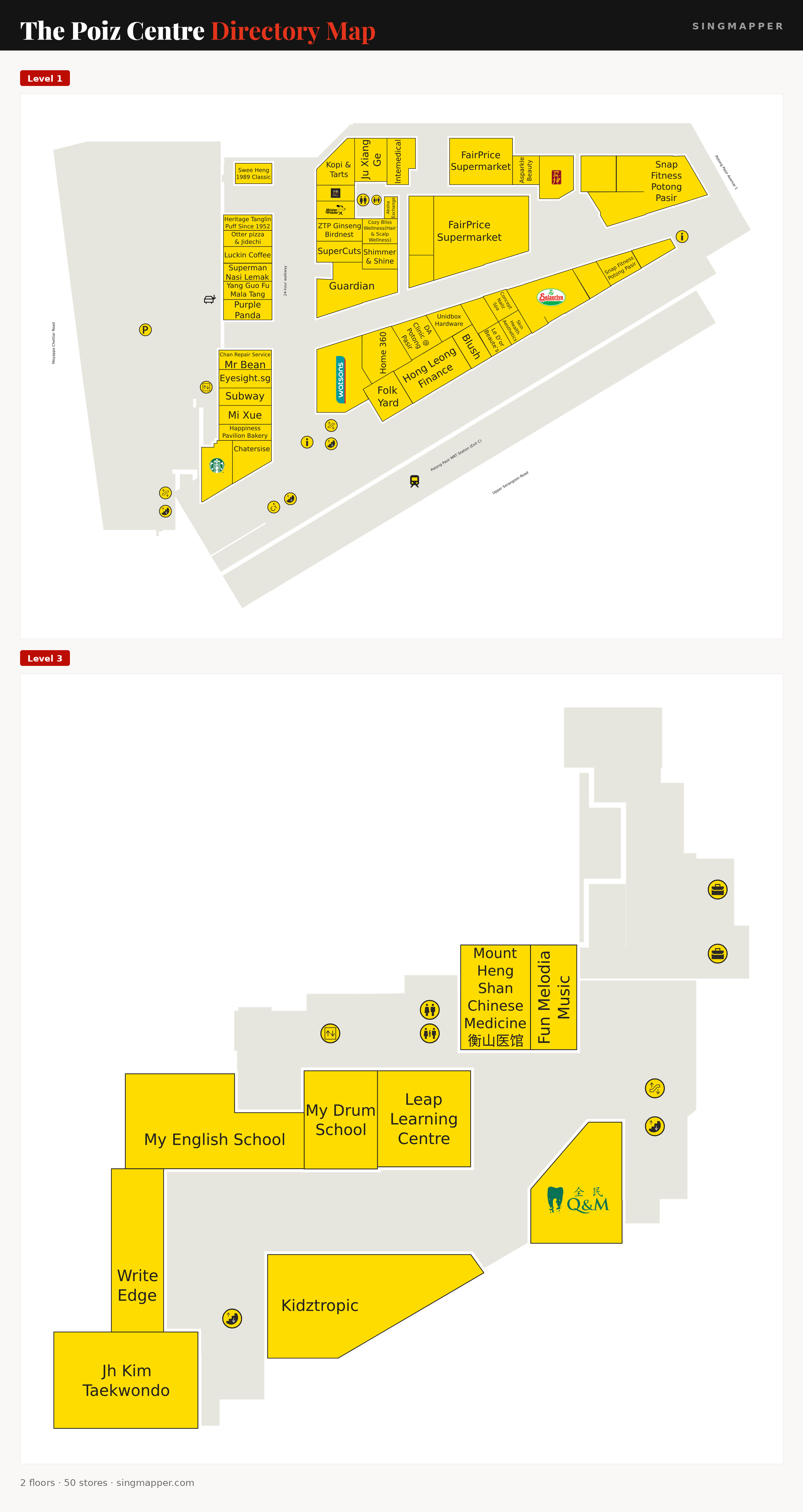 The Poiz Centre directory map: all floor plans with store locations