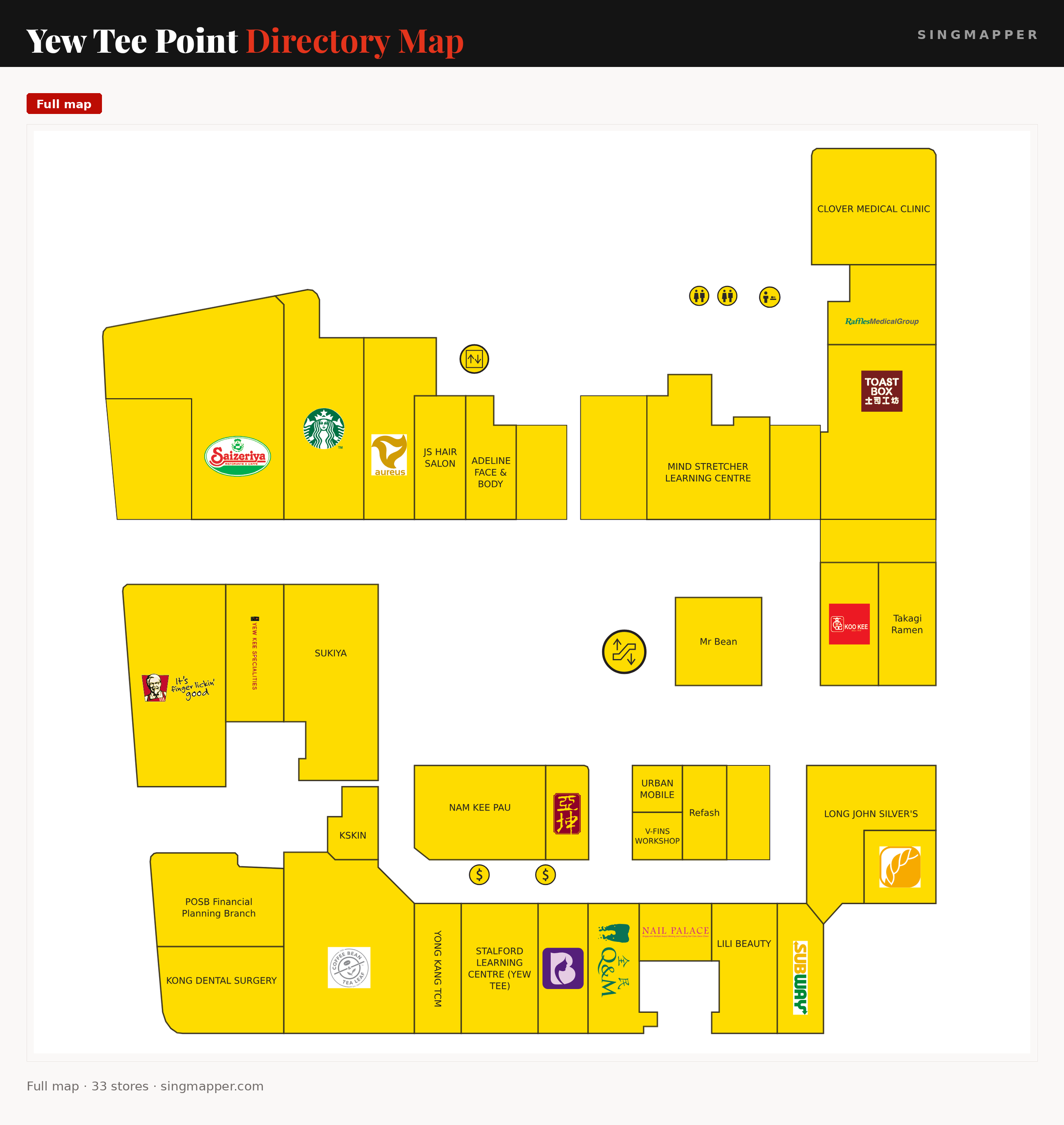 Yew Tee Point directory map: all floor plans with store locations